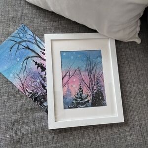 Winter Twilight Framed Art Watercolor